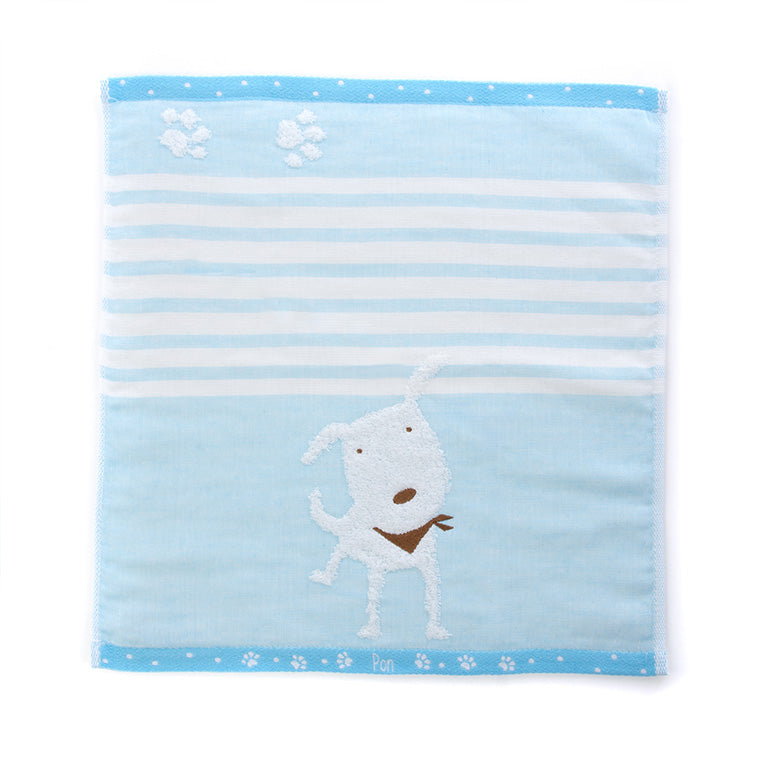 ウォッシュタオル「ハートウエル」Ponちゃんガーゼボーダー（34×34cm