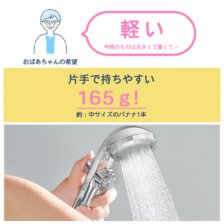 ファインバブルシャワーヘッド・超節水・軽量「アヴァンティリザイア