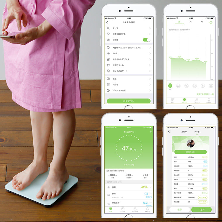 体重計 スマホ連動 体組成計 身体測定器 「FEELLINE（フィールライン）ATW」体重体組成計 –  バスグッズ専門店公式通販｜お風呂のソムリエSHOP！