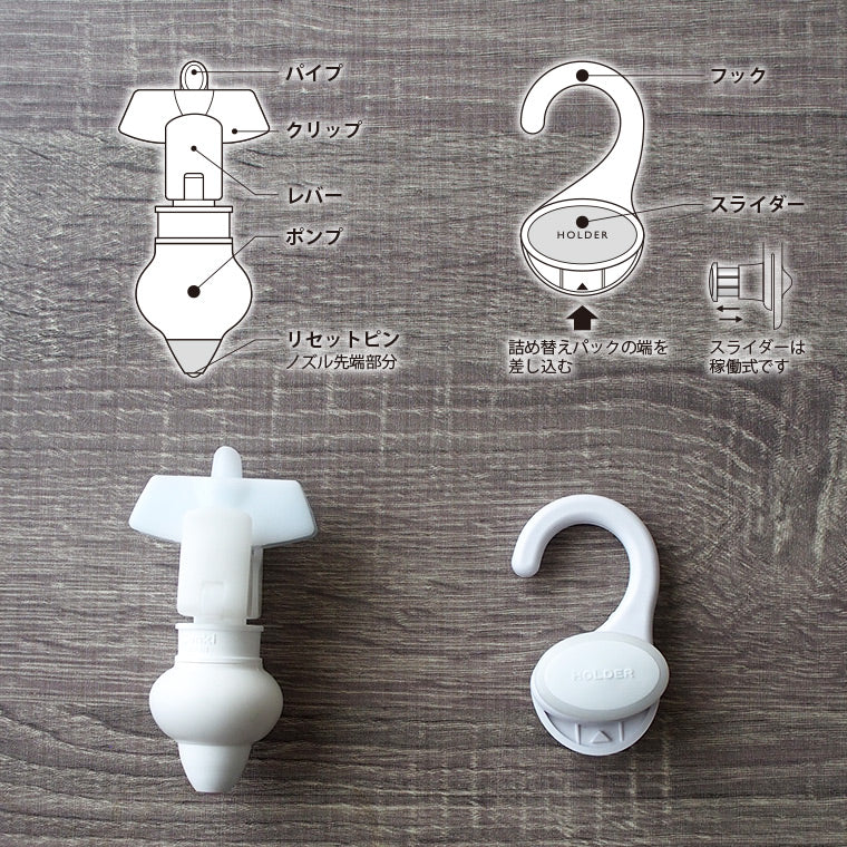 詰め替えボトル不要「詰め替えそのまま」ホルダー＆ポンプセット（ミニ